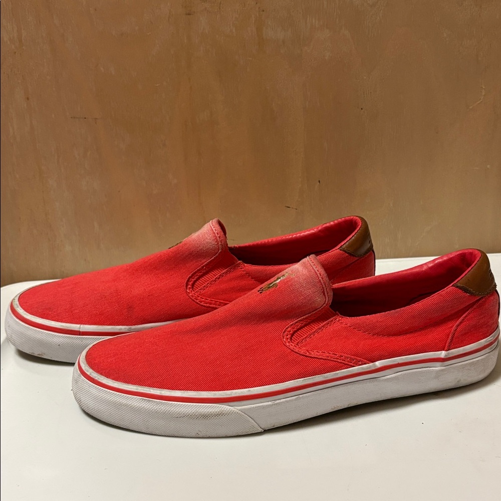 Polo by Ralph Lauren Mens Red Canvas Sneakers Size 9.5D